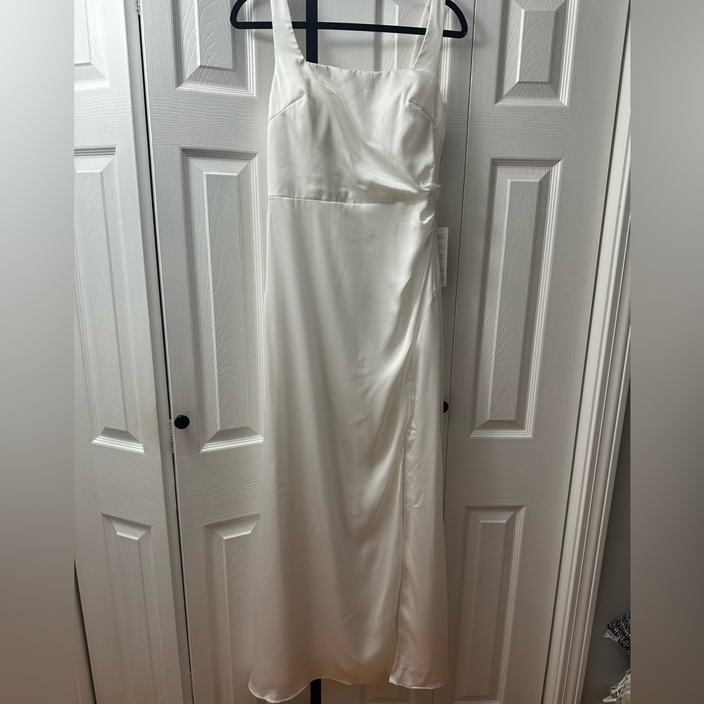 Elegant White Satin Dress